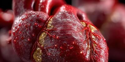 A striking, detailed depiction of a human heart's intricate structure and textures. photo