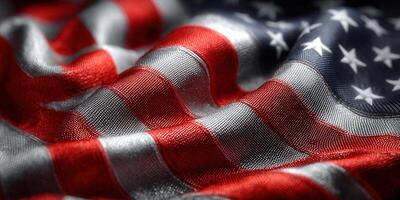 The American flag, a symbol of freedom and patriotism, in close-up detail. photo