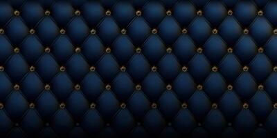 A stunning, navy blue leather tufted background with golden button detailing is displayed photo