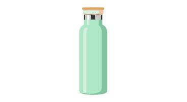 A green water bottle with a wooden lid vector