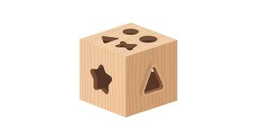 Wooden cube with holes and a hole for a star vector