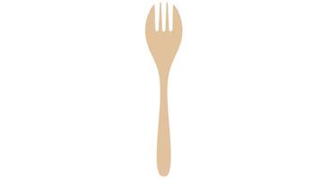 A fork with a wooden handle on a white background vector