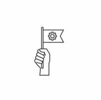 A hand holding a flag with gears on it vector