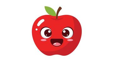 A red apple with a big smile on its face vector