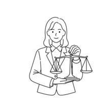 A woman holding a scale of justice in her hand vector