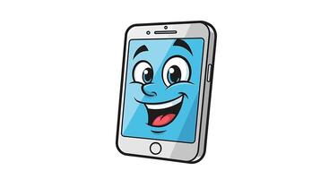 A cartoon phone with a smile on it vector