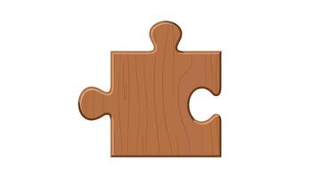 Wooden puzzle piece isolated on white background illustration vector