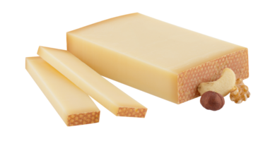 Fresh butter cheese square sticks cut out isolated transparent background png