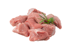 Fresh pork meat slices cut out isolated transparent background png
