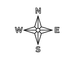 A black and white drawing of a compass vector