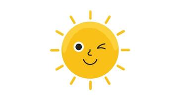Sun smiling cartoon icon illustration vector
