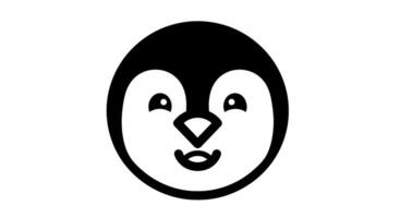 A black and white penguin head with a smile vector