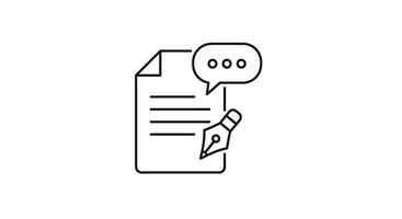 A line drawing of a document with a pen and speech bubble vector