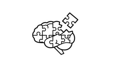 A black and white drawing of a brain with a piece missing vector