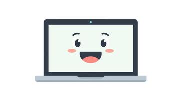 A laptop with a face and a smile on it vector