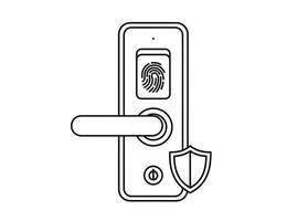 A black and white drawing of a fingerprint lock vector