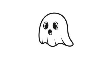 A black and white drawing of a ghost vector