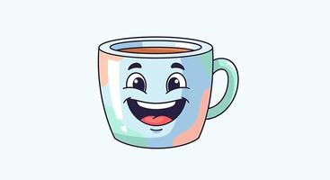 A cartoon cup of coffee with a smile on it vector