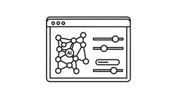 A line drawing of a computer screen with a network icon vector