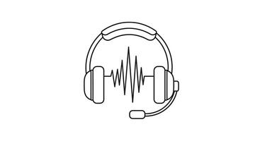 Headset icon in outline style on white background vector