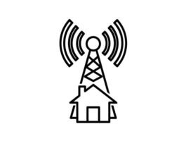 Radio tower with house icon illustration vector