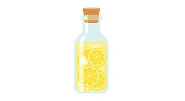 Lemon juice in a glass bottle illustration vector