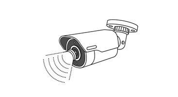 A drawing of a security camera with a line drawing vector