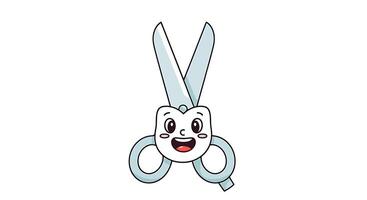 A cartoon pair of scissors with a happy face vector