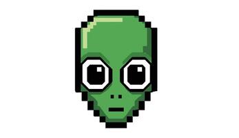 An alien head in pixel art style vector