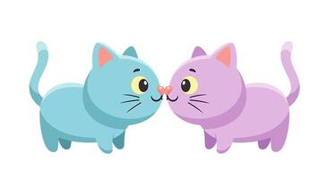Two cute cats kissing each other on the nose vector