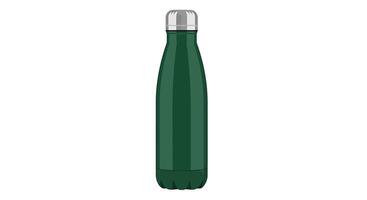 A green water bottle with a silver lid vector
