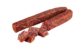 Fresh Salami Square Sticks studio cut out isolated transparent background png