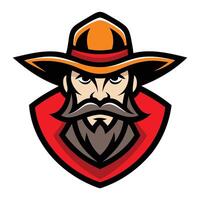 Old West Outlaw with Beard and Hat Mascot Illustration vector