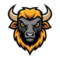 Bison Bull Head Mascot Illustration vector