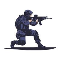Swat soldier shooting pose illustration vector
