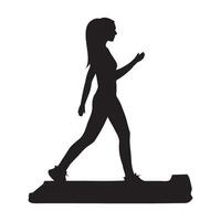 Girl Excercise on a Treadmill Silhouette Illustration vector
