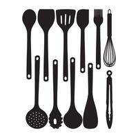 Kitchen Utensil Set Silhouette Illustration vector
