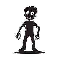 Scary face zombie cartoon silhouette illustration vector