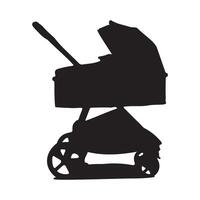 Convertible Baby Stroller Silhouette Illustration vector
