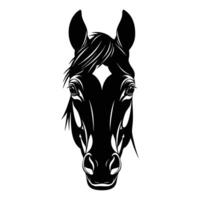 Front View Horse Head Silhouette Illustration for Graphic Design and Print Use vector