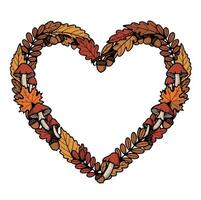 Autumn Leaves Heart Shaped Wreath Fall Season Decoration vector