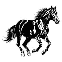 Black and White Running Horse Silhouette Illustration for Logo and Design Projects vector