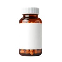 Mockup of supplement pill bottle no label isolated on the transparent background png