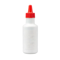 A white bottle with a red cap on a transparent background. png