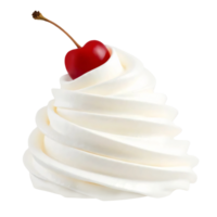 white whipped cream with a cherry on top. png