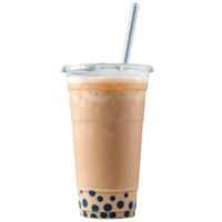 Ice chocolate milk with bubble tea in plastic cup isolated on the transparent background png