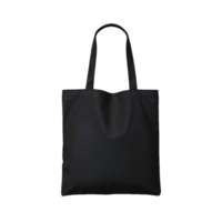 Blank black canvas tote bag mockup isolated on transparent background png