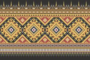 Native tribal seamless Yellow and white pattern on black background. vector
