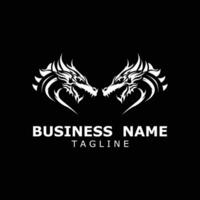 twin dragon icon design vector