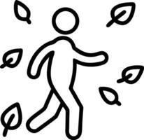 Person walking with falling autumn leaves icon leaf 1 vector